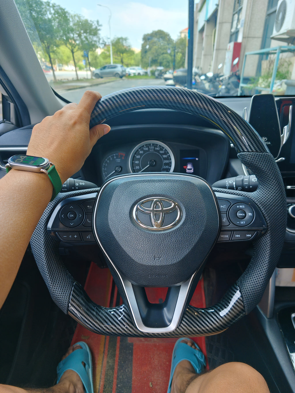 Carbon Fiber Style (Water Transfer) Steering Wheel for Toyota Camry (2017-2021), Corolla, Avalon - Type 1