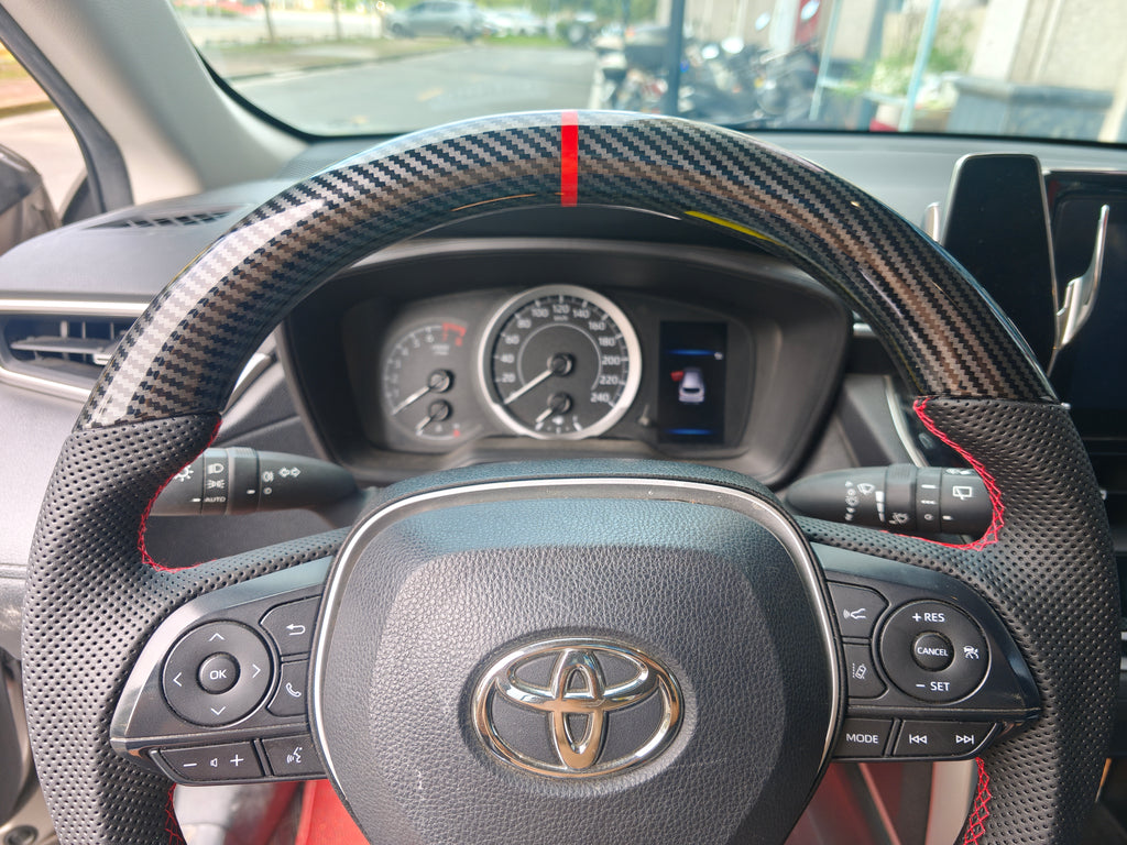 Carbon Fiber Style (Water Transfer) Steering Wheel for Toyota Camry (2017-2021), Corolla, Avalon - Type 2
