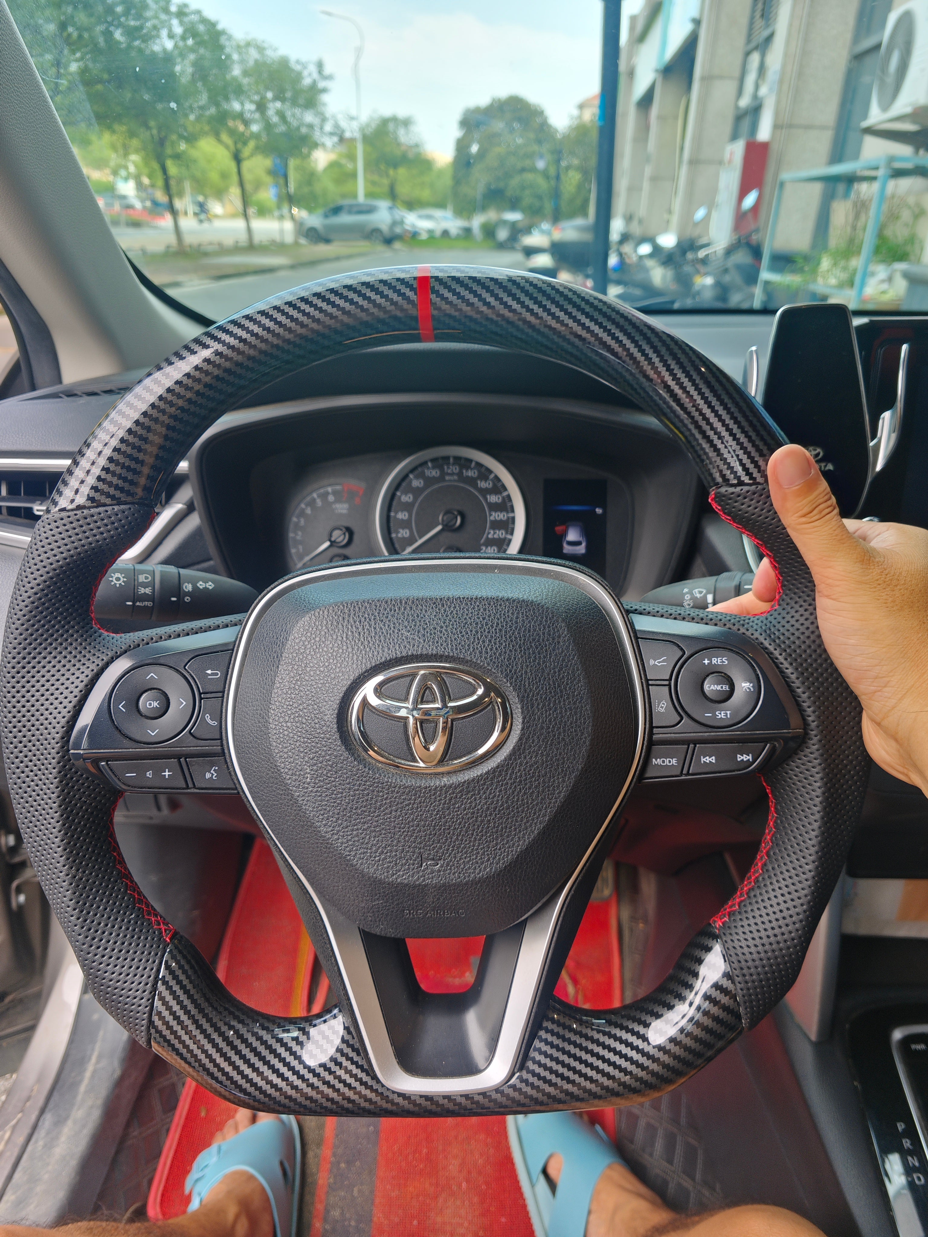 Carbon Fiber Style (Water Transfer) Steering Wheel for Toyota Camry (2017-2021), Corolla, Avalon - Type 2