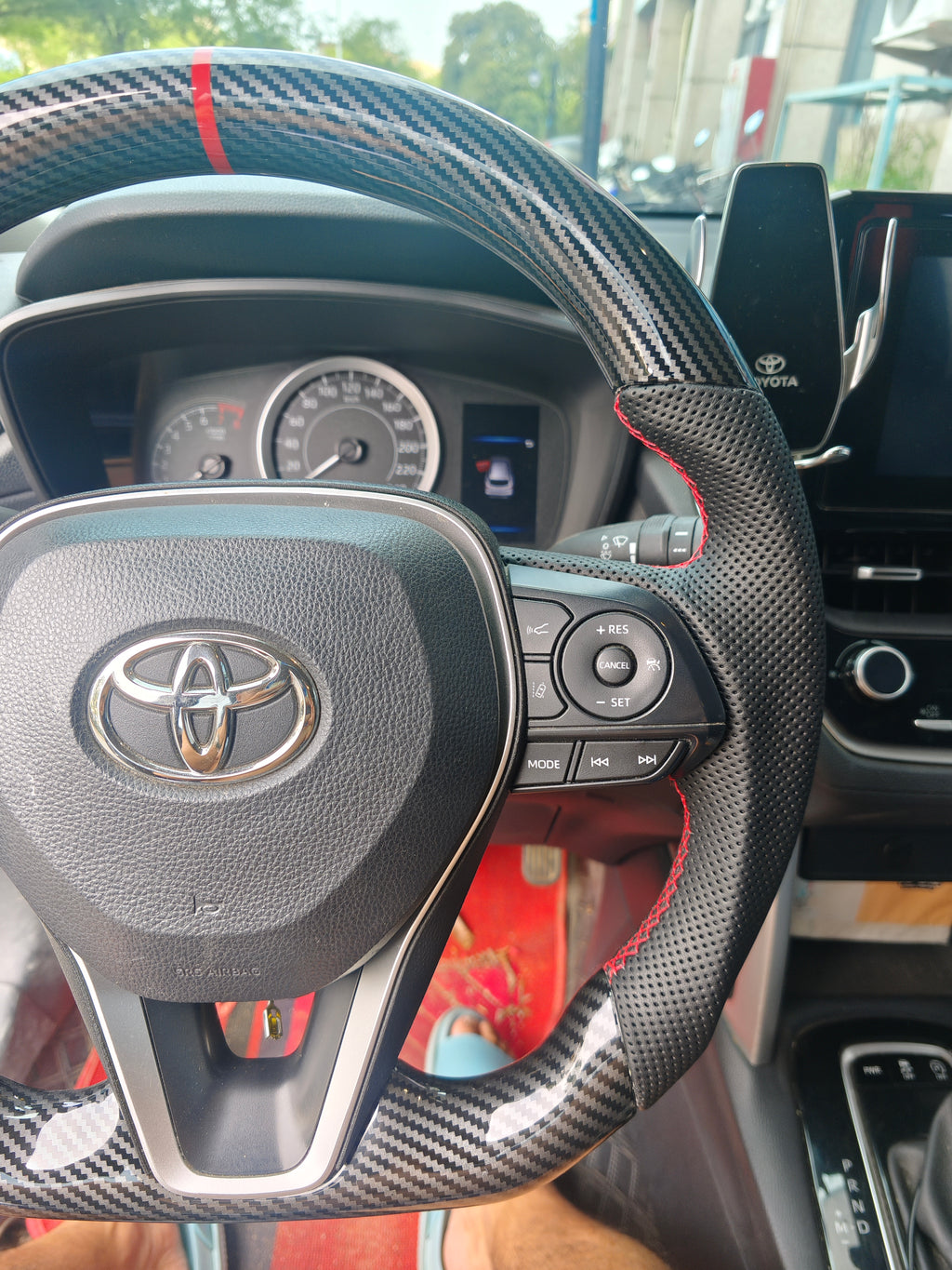 Carbon Fiber Style (Water Transfer) Steering Wheel for Toyota Camry (2017-2021), Corolla, Avalon - Type 2
