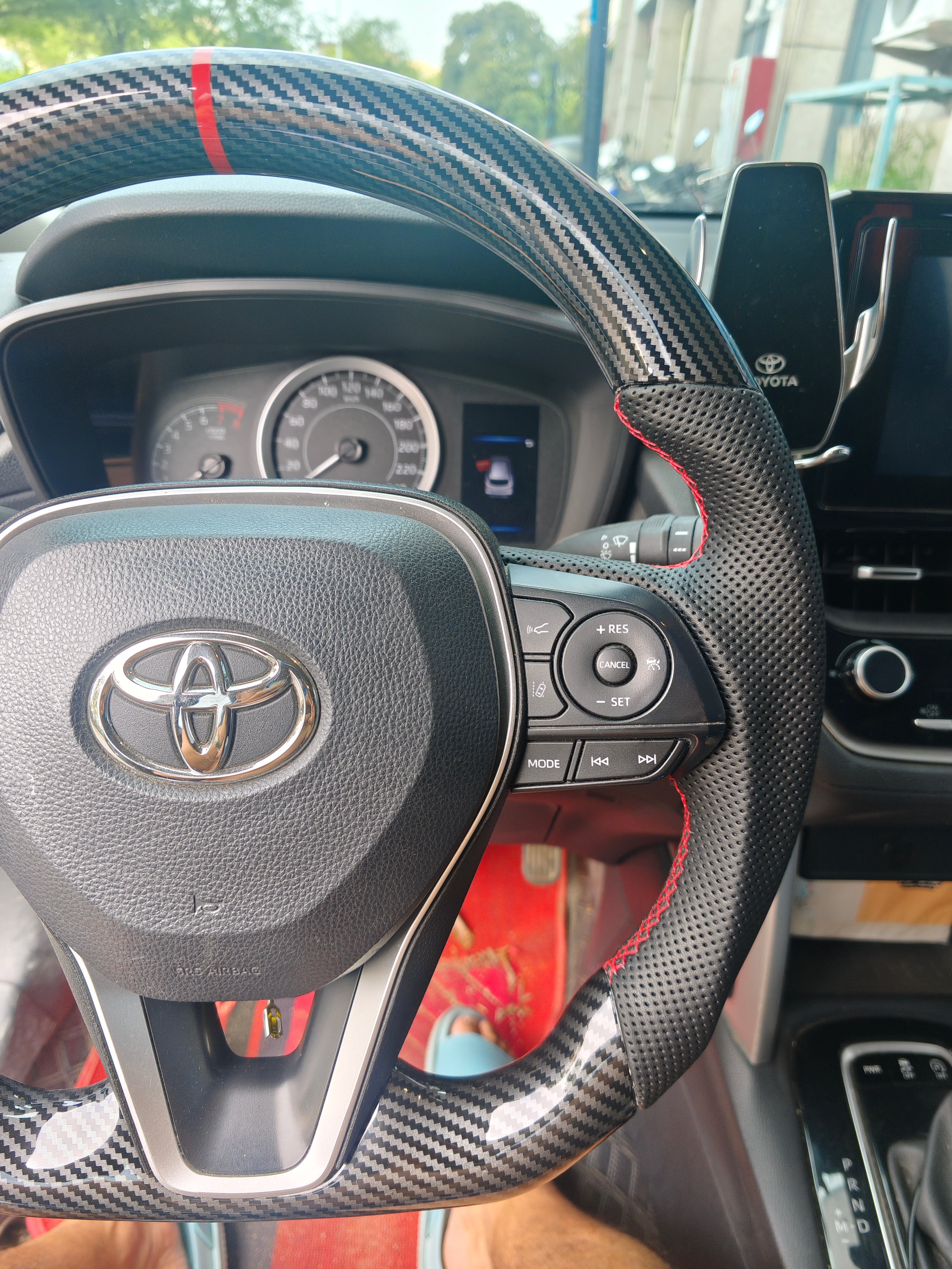 Carbon Fiber Style (Water Transfer) Steering Wheel for Toyota Camry (2017-2021), Corolla, Avalon - Type 2