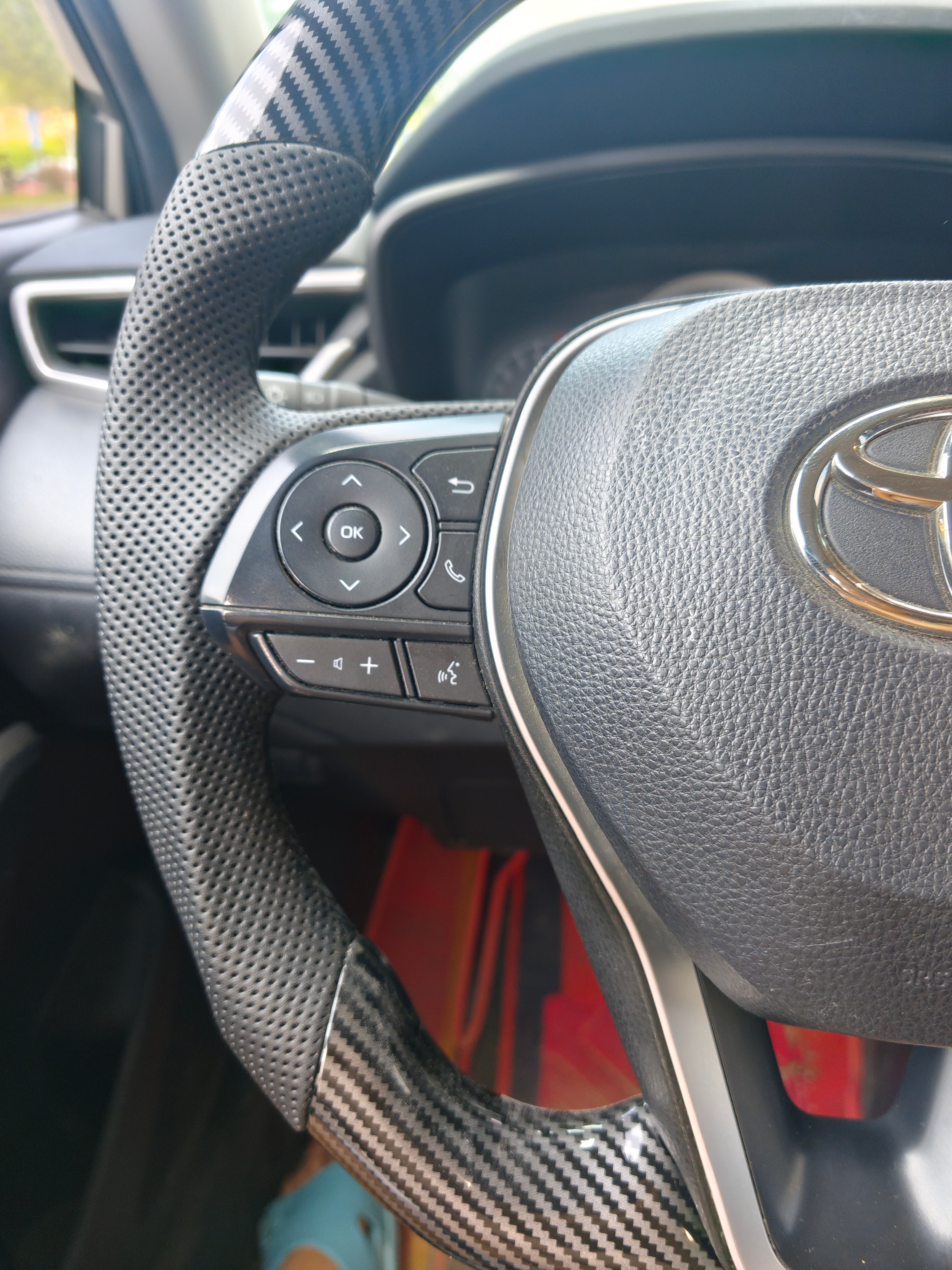Carbon Fiber Style (Water Transfer) Steering Wheel for Toyota Camry (2017-2021), Corolla, Avalon - Type 1