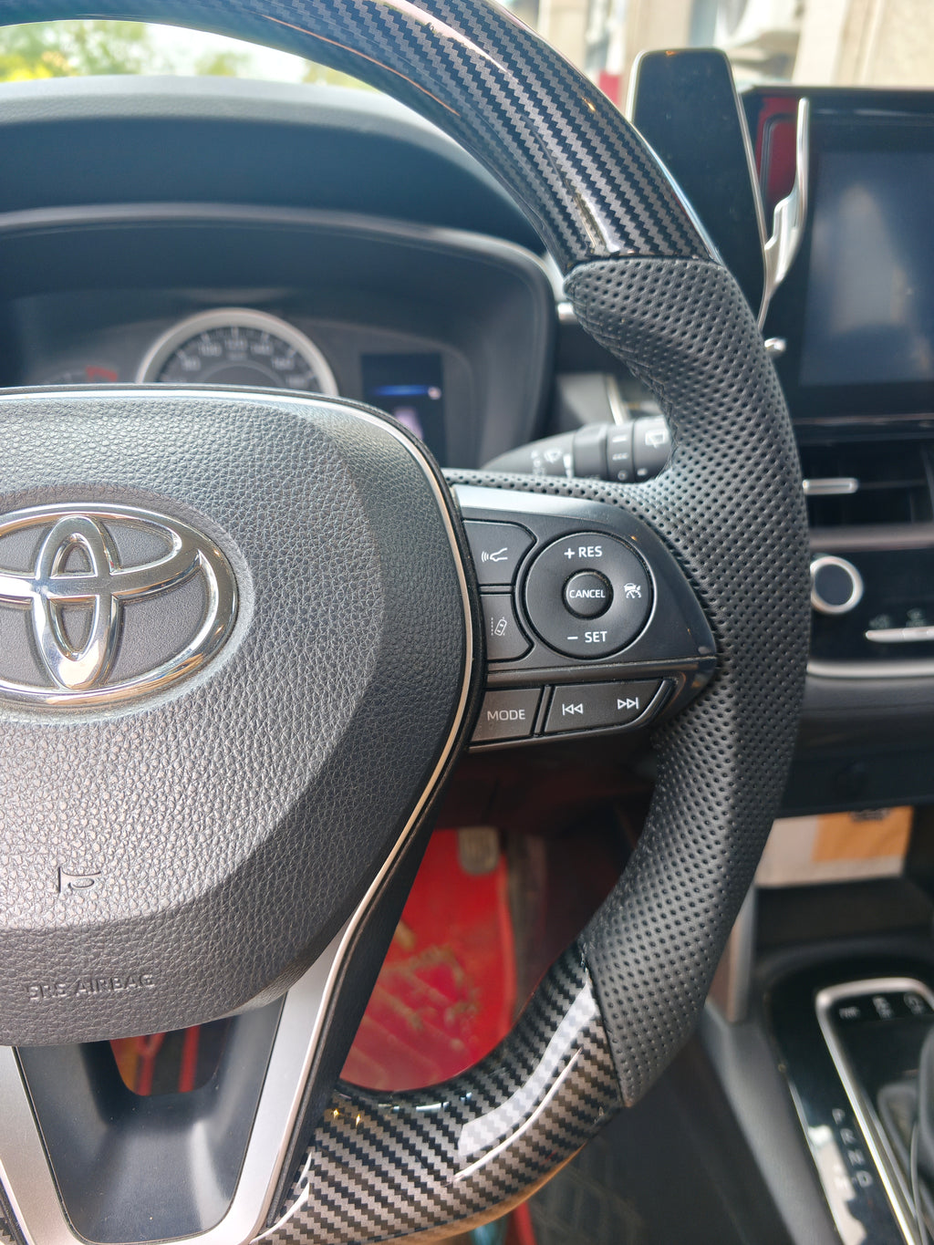 Carbon Fiber Style (Water Transfer) Steering Wheel for Toyota Camry (2017-2021), Corolla, Avalon - Type 1