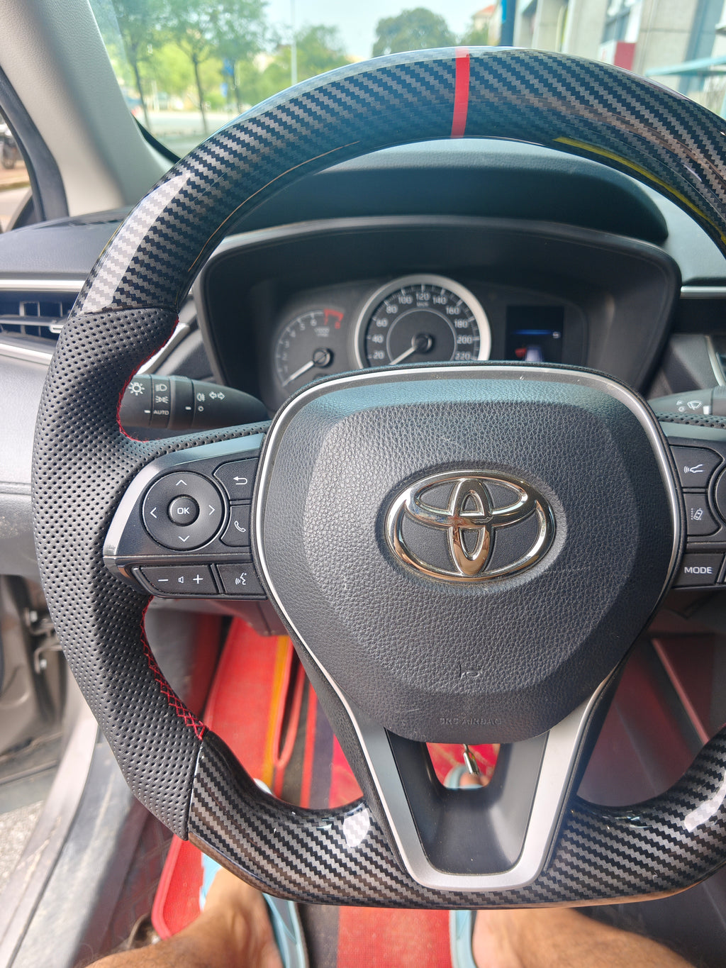 Carbon Fiber Style (Water Transfer) Steering Wheel for Toyota Camry (2017-2021), Corolla, Avalon - Type 2