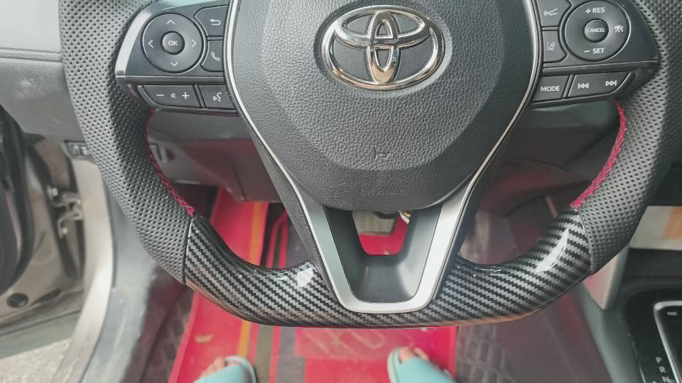 Carbon Fiber Style (Water Transfer) Steering Wheel for Toyota Camry (2017-2021), Corolla, Avalon - Type 2